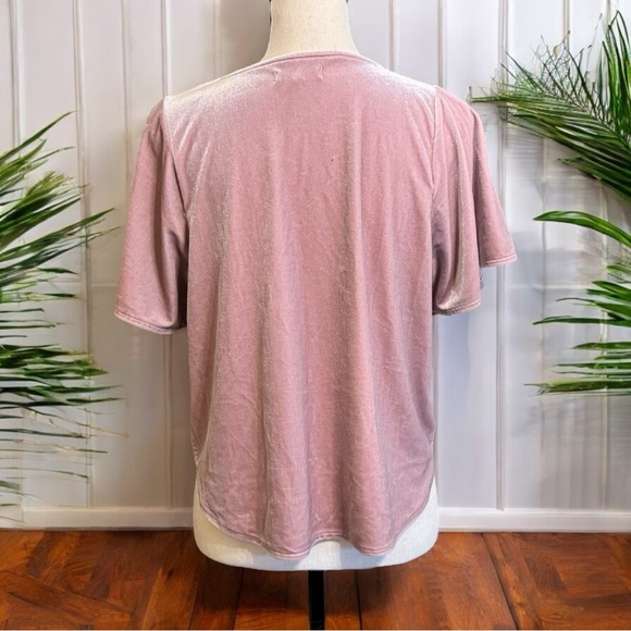 MADEWELL Blush Pink Velvet Butterfly Sleeve Top - Small - Picture 4 of 13